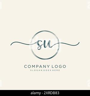 SU-Logo-Design für die erste Handschrift Stock Vektor