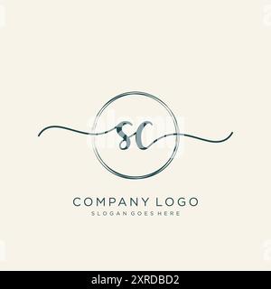 SC Initial Handschrift Logo Design Stock Vektor