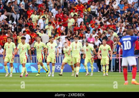 U23U23 Spanien Team Group (ESP), 9. AUGUST 2024, - Fußball/Fußball : das Endspiel der Männer zwischen Frankreich 3-5 Spanien während der Olympischen Spiele 2024 in Paris im Parc des Princes in Paris, Frankreich. Quelle: Naoki Morita/AFLO SPORT/Alamy Live News Stockfoto