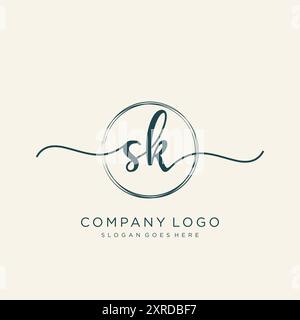 SK Initial Handschrift Logo Design Stock Vektor