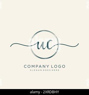 UC-Logo-Design mit anfänglicher Handschrift Stock Vektor