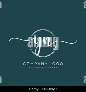 YN Initial Handschrift Logo Design Stock Vektor