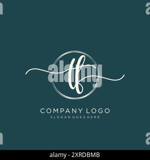 TF anfängliches Logo-Design mit Handschrift Stock Vektor