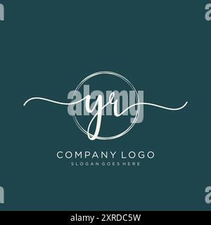 YR Initial Handschrift Logo Design Stock Vektor