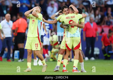 U23U23 Spanien Team Group (ESP), 9. AUGUST 2024, - Fußball/Fußball : das Endspiel der Männer zwischen Frankreich 3-5 Spanien während der Olympischen Spiele 2024 in Paris im Parc des Princes in Paris, Frankreich. Quelle: Naoki Morita/AFLO SPORT/Alamy Live News Stockfoto