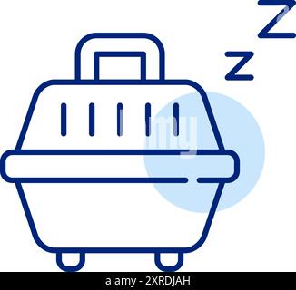 PET-Träger und Sleep-Symbol. Bequemer Tierkäfig für ein Nickerchen. Pixelperfektes, bearbeitbares Konturvektorsymbol Stock Vektor