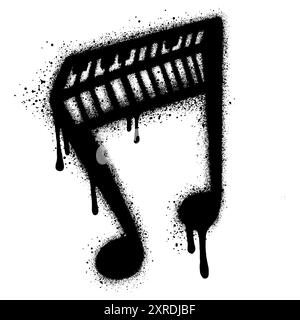 Das Nada Icon Graffiti hat die Form eines Klaviers, das mit schwarzer Sprühfarbe bespritzt ist Stock Vektor