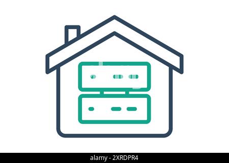 Data Warehouse-Symbol. Mit Big Data arbeiten. Symbol für Filiale. Liniensymbolstil. Vektorillustration für Datenanalyselemente Stock Vektor