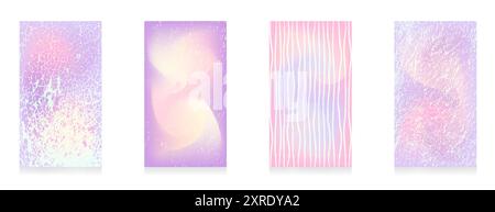 Set aus vier pastellfarbenen Grunge-Hintergründen mit strukturierten und abstrakten Mustern. Vertikale Pastellverläufe für Geschichten in sozialen Medien. Dynamischer Hintergrund mit Stock Vektor