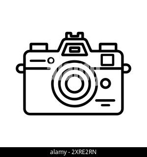 Kamerasymbol oder modernes Zeilensymbol. Vektorgrafik und Ikonendesign mit auffälligen Konturen. Schwarz-weiß Pixel Perfect minimalistisches Symbol isoliert weiß Stock Vektor