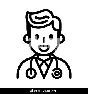 Arzt oder modernes Liniensymbol. Vektorgrafik und Ikonendesign mit auffälligen Konturen. Schwarz-weiß Pixel Perfect minimalistisches Symbol isoliert weiß Stock Vektor