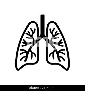 Symbol für Lungenkrebs oder Symbol für moderne Linien. Vektorgrafik und Ikonendesign mit auffälligen Konturen. Schwarzes und weißes Pixel Perfect minimalistisches Symbol isoliert Stock Vektor