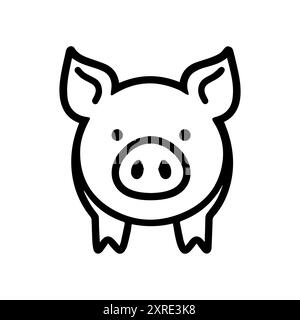 Schweinesymbol oder modernes Liniensymbol. Vektorgrafik und Ikonendesign mit auffälligen Konturen. Schwarz-weiß Pixel Perfect minimalistisches Symbol isoliertes weißes Ba Stock Vektor