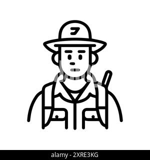 Archäologe-Symbol oder modernes Liniensymbol. Vektorgrafik und Ikonendesign mit auffälligen Konturen. Schwarzes und weißes Pixel Perfect minimalistisches Symbol isoliert Stock Vektor