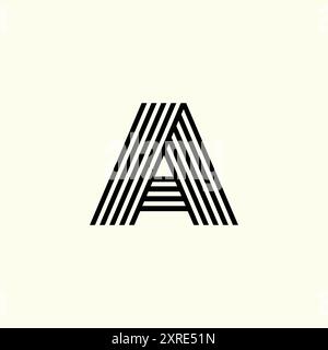 Minimalistisches und geometrisches Liniendesign mit Buchstabe A Stock Vektor