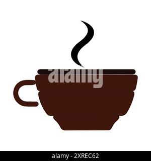 Illustration des Symbols für Kaffeetasse. Flache Illustration von Kaffeetassen und Bohnen in einem nahtlosen Muster, perfekt für Coffee-Shop-Designs Stock Vektor