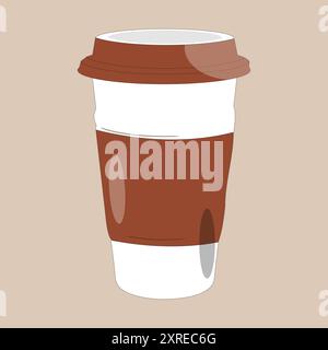 Illustration des Symbols für Kaffeetasse. Flache Illustration von Kaffeetassen und Bohnen in einem nahtlosen Muster, perfekt für Coffee-Shop-Designs Stock Vektor