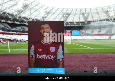 London Stadium, London, Großbritannien. August 2024. Fußball-freundlich vor der Saison, West Ham United gegen Celta Vigo; Spieltag-Programm Guthaben: Action Plus Sports/Alamy Live News Stockfoto