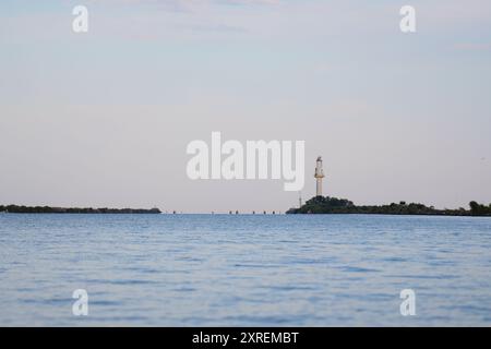 Ende des Sulina Arms, der ins Schwarze Meer führt, Rumänien Stockfoto