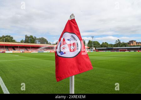 Ein allgemeiner Blick auf das Broadfield Stadium, Heimstadion von Crawley Town vor dem Sky Bet League 1 Spiel Crawley Town gegen Blackpool im Broadfield Stadium, Crawley, Großbritannien, 10. August 2024 (Foto: Gareth Evans/News Images) Stockfoto