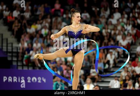 PARIS, FRANKREICH - 09. AUGUST: Margarita Kolosov vom Team Germany tritt am 14. Tag der Olympischen Spiele 2024 in Paris am 9. August 2024 in der Porte de La Chapelle Arena an. © diebilderwelt / Alamy Stock Stockfoto