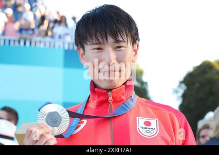 Versailles, Frankreich. August 2024. Taishu Sato (JPN) Modern Pentathlon : Zeremonie der Männermedaille während der Olympischen Spiele 2024 in Paris im Chateau de Versailles in Versailles, Frankreich. Quelle: YUTAKA/AFLO SPORT/Alamy Live News Stockfoto