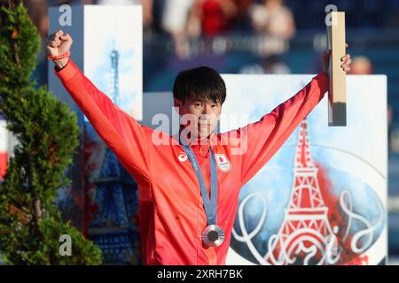 Versailles, Frankreich. August 2024. Taishu Sato (JPN) Modern Pentathlon : Zeremonie der Männermedaille während der Olympischen Spiele 2024 in Paris im Chateau de Versailles in Versailles, Frankreich. Quelle: YUTAKA/AFLO SPORT/Alamy Live News Stockfoto