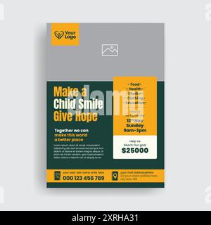 Gemeinnützige gemeinnützige Organisation, die Spendenbeschaffung, drucken Flyer oder Poster Stock Vektor