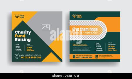 Spendenbeiträge in sozialen Medien, Werbebanner und Werbebanner für freiwillige Social-Media-Beiträge Stock Vektor