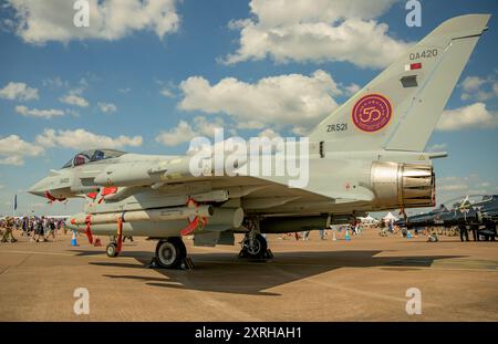 Qatar Emiri Air Force, (BAE Sytems, Warton) Eurofighter/Taifun auf dem statischen Display des Royal International Air Tattoo Stockfoto
