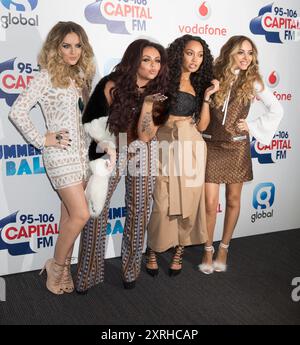 London, Großbritannien, 06. Juni 2015. (L-R) Perrie Edwards, Jesy Nelson, Leigh-Anne Pinnock und Jade Thirlwall von Little Mix nehmen am 6. Juni 2015 in London, England, Großbritannien, am Capital Summer Ball Teil. Quelle: S.A.M./Alamy Live News Stockfoto