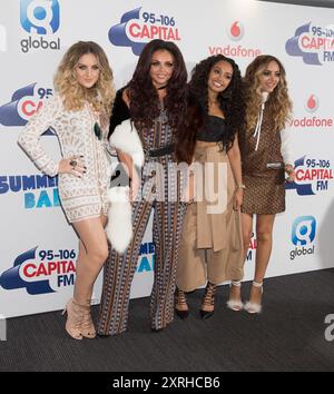 London, Großbritannien, 06. Juni 2015. (L-R) Perrie Edwards, Jesy Nelson, Leigh-Anne Pinnock und Jade Thirlwall von Little Mix nehmen am 6. Juni 2015 in London, England, Großbritannien, am Capital Summer Ball Teil. Quelle: S.A.M./Alamy Live News Stockfoto