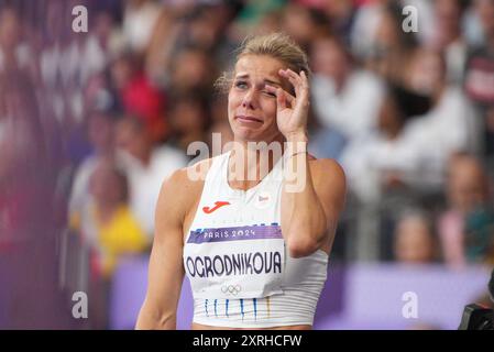 Paris, Frankreich. August 2024. Nikola Ogrodnikova aus Tschechien belegte am 10. August 2024 den dritten Platz im Javelin-Wurffinale der Frauen bei den Olympischen Spielen in Paris. Quelle: Jaroslav Svoboda/CTK Photo/Alamy Live News Stockfoto