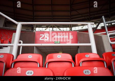 Stoke auf Trent, Großbritannien. August 2024. Eine allgemeine Ansicht des bet365 Stadions vor Beginn der SkyBet Championship Saison 2024/25 vor dem Spiel Stoke City FC gegen Coventry City FC SKY BET EFL Championship im Bet365 Stadium, Stoke-on-Trent, England, Großbritannien am 10. August 2024 Credit: Every Second Media/Alamy Live News Stockfoto