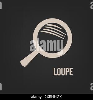 Skizzenlupe, Linse, Lupe, handgezeichnet auf dunklem Hintergrund. Vektor Stock Vektor