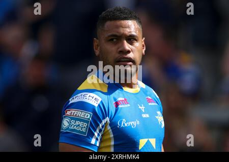 Leeds, Großbritannien. August 2024. AMT Headingley Rugby Stadium, Leeds, West Yorkshire, 10. August 2024. Betfred Super League Leeds Rhinos gegen Wigan Warriors David FusituÕa von Leeds Rhinos Credit: Touchlinepics/Alamy Live News Stockfoto