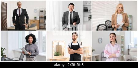 Verschiedene Berufe Collagen, Fotos verschiedener Menschen Stockfoto