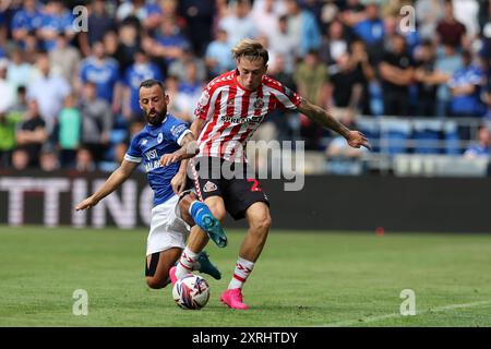 Cardiff, Großbritannien. August 2024. EFL Skybet Championship Match, Cardiff City gegen Sunderland im Cardiff City Stadium in Cardiff, Wales am Samstag, 10. August 2024. Dieses Bild darf nur für redaktionelle Zwecke verwendet werden. Nur redaktionelle Verwendung, Bild von Andrew Orchard/Andrew Orchard Sportfotografie/Alamy Live News Credit: Andrew Orchard Sportfotografie/Alamy Live News Stockfoto