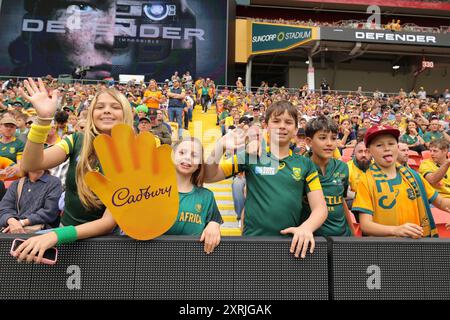 Brisbane, Australien. August 2024. Brisbane, 10. August 2024: Fans Südafrikas werden im Stadion vor dem Spiel zwischen den Wallabies und Springboks in der Rugby Championship im Suncorp Stadium gesehen Matthew Starling (Promediapix/SPP) Credit: SPP Sport Press Photo. /Alamy Live News Stockfoto