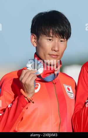 Versailles, Frankreich. August 2024. Taishu Sato (JPN) Modern Pentathlon : Zeremonie der Männermedaille während der Olympischen Spiele 2024 in Paris im Chateau de Versailles in Versailles, Frankreich. Quelle: YUTAKA/AFLO SPORT/Alamy Live News Stockfoto