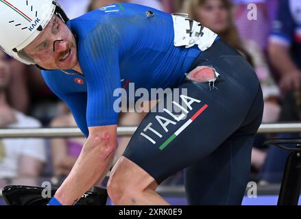 Peking, Frankreich. August 2024. Simone Consonni aus Italien tritt am 10. August 2024 bei den Olympischen Spielen 2024 in Paris an. Quelle: Hu Huhu/Xinhua/Alamy Live News Stockfoto
