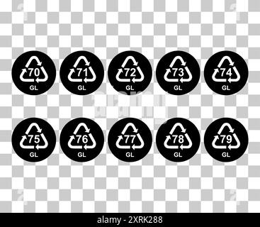 Set aus Glas Symbol, Ökologie Recycling-Zeichen isoliert auf weißem Hintergrund. Symbol für Verpackungsabfall . Stock Vektor