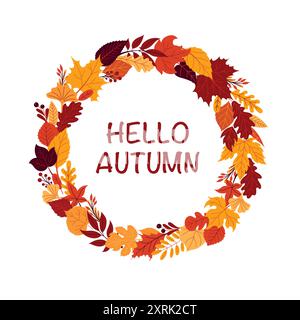 Runder Rahmen Hello Autumn Stock Vektor