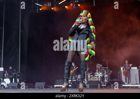 San Francisco, USA. August 2024. Grace Jones während des Outside Lands Music Festivals am 10. August 2024 in San Francisco, Kalifornien (Foto: Daniel DeSlover/SIPA USA) Credit: SIPA USA/Alamy Live News Stockfoto