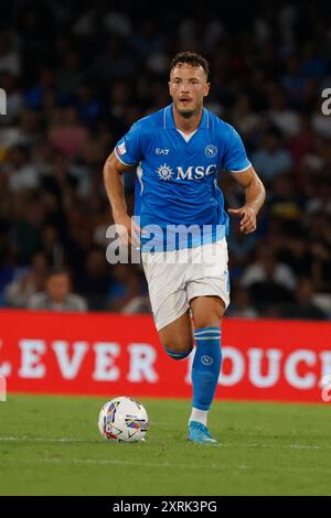 Neapel, Kampanien, Italien. August 2024. Amir Rrahmani aus Neapel kontrolliert den Ball während des Fußballspiels SSC Napoli - Modena FC im Stadio Maradona am 10. August 2024 in Neapel. (Kreditbild: © Ciro de Luca/ZUMA Press Wire) NUR REDAKTIONELLE VERWENDUNG! Nicht für kommerzielle ZWECKE! Stockfoto