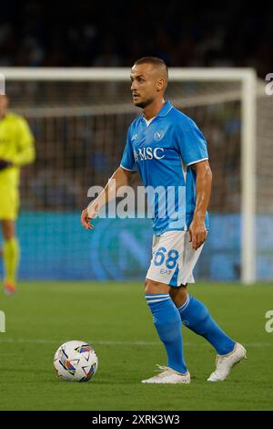 Neapel, Kampanien, Italien. August 2024. Stanislav Lobotka von Neapel wird am 10. August 2024 in Neapel beim Fußballspiel SSC Napoli - Modena FC im Stadio Maradona beobachtet. (Kreditbild: © Ciro de Luca/ZUMA Press Wire) NUR REDAKTIONELLE VERWENDUNG! Nicht für kommerzielle ZWECKE! Stockfoto