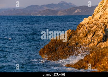 Holzwerbung für mediterrane Lebensmittel Kroatien Stockfoto