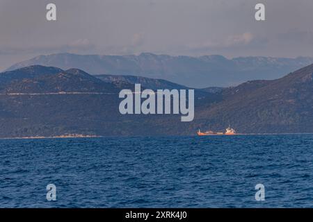 Holzwerbung für mediterrane Lebensmittel Kroatien Stockfoto