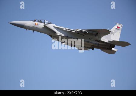 RAF Fairford, Großbritannien. 19. Juli 2024. Boeing F-15 QA Eagle (Qatar Air Force) bei der Royal International Air Tattoo 2024. Stockfoto