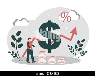 Erfolgreiches Geschäft. Steigerung der Gewinne. Geld verdienen Stock Vektor